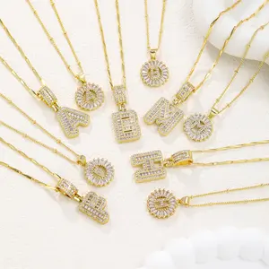 Zirconia Stone Initial Letter Necklace Set, Artificial Gemstone Jewelry Accessory for Women
