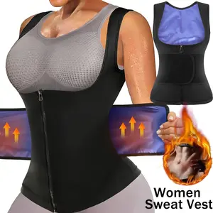 Sauna Suit Waist Trainer Vest,Sweat Tank Top with Zipper Belt,Tummy Control Shapewear Gym Shirt,Fajas para mujer Sudadera de sauna
