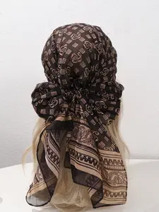 New Print Chiffon Scarf Shawl, Women's Sunscreen Silk Scarf, Long Turban Scarf, Beach Travel Outdoor Accessory, Fashion Headband