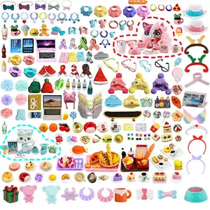 Minilpsshop Random 25 Pack Accessories for Shorthair, Cat, Dachshund, Cocker Spaniel, Husky & Puppy - Bow, Skirt, Glasses, Collar, Figure