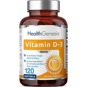 Biophix HealthGenesis Vitamin D-3 10000 IU High-Potency 120 Softgels in Extra Virgin Olive Oil Base Non-GMO Soy-Free Dietary Supplement Made in USA