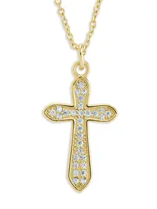 Pave CZ Cross Pendant Necklace