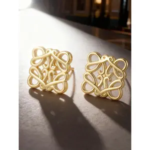 Women's Geometric Hollow Out Irregular Studs Earrings, High-End Fashion Jewelry, Trendy and Elegant Ear Accessories