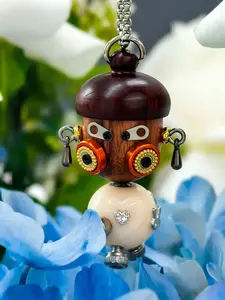 Unique Robot Collectibles Set, Aroma Stone Holder & Lucky Fortune Mahjong Figurine, Wood & Melamine Resin Craft for Display & Gifting
