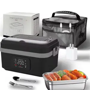 Cordless Electric Heated Lunch Box 1.5L 6.3Cups 20000mAh Rechargeable Battery Automatic Heating Smart Timer BPA Free with Spoon Insulated Bag Removable Tray Divider Survival Kit Camping 2026 World Cup Portable Tableware