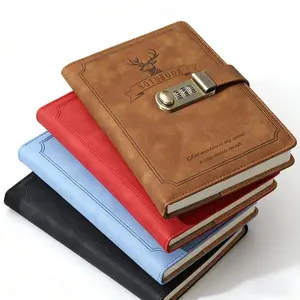 Vintage-Inspired Locked Password Diary Notebook Journal with Lock A5 Notebook 128 Sheets / 256 Pages - Deer Motif Cover, Journal for Men & Women Ideal Gift