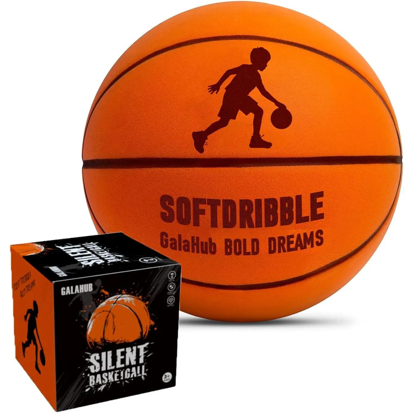 Airless Silent Basketball for Adults - Ideal for Quiet Play and Dribbling Practice at Home, Size 3 Training Ball with Balanced Weight, Dorm, Office, Soft Foam, Indoor Play, Basketballs, Round Shape, Unisex, No Compression, Shock-Absorbing Foam, Size3, Gri