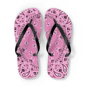 Pink bandana, Custom unisex flip flops, Gift, Mom gift, Mother's Day gift, Summer, Pool, Beach