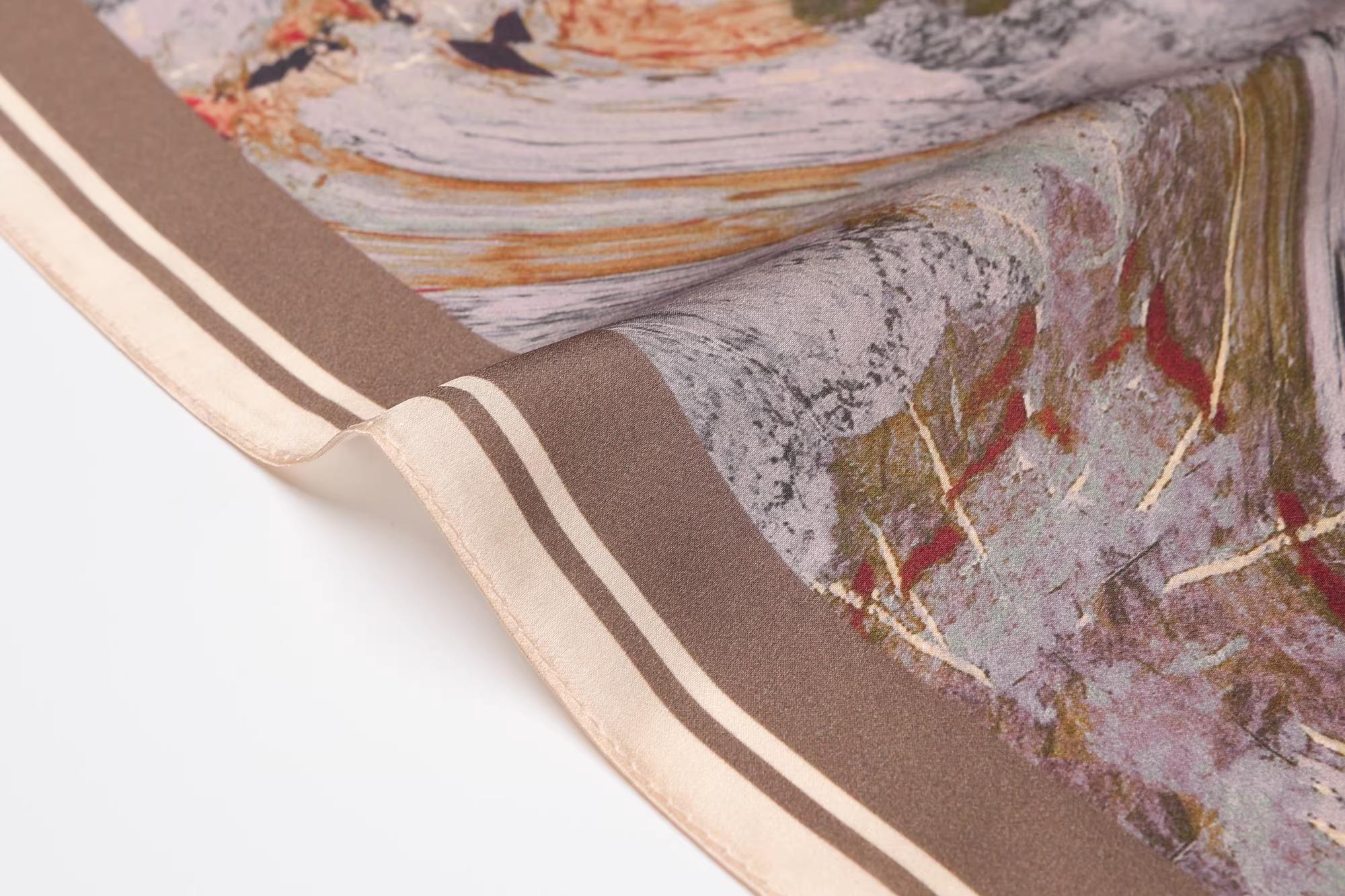 100% Mulberry Silk hair scarf Scarf/Neck Wrap — Vintage Oil Painting Style,silk scarf  Small Square Silk Tie for Suit Jackets, easy style fashion hack Shirt Necktie, Neck Scarf
