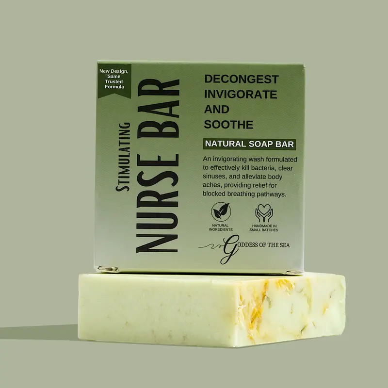 Nurse Bar – Natural Sinus & Cold Relief Soap Bar for Women | Eucalyptus, Peppermint, Tea Tree & Shea Butter | Handmade Body Bar for Congestion, Allergies & Aches | Goddess of the Se