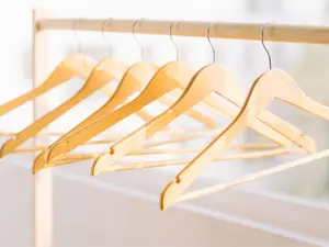 Natural Wood Clothes Hangers Set of 5 - Hanging Home Organizers for Wardrobe Storage