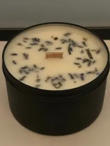 Lavender Chamomile Soy Candle - Handmade with Wood Wick, 8oz