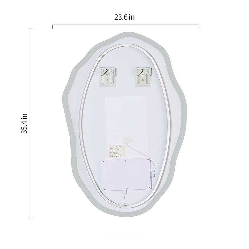 Irregular Shape Frameless Lighted Bathroom Vanity Mirror Backlit Front Lit Dimmable Anti Fog Wall Mounted Modern Design
