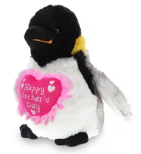 DOLLIBU 6-Inch Polyester Embroidered Heart Plush Emperor Penguin Stuffed Toy - Super Soft, 1 Stuffed Heart Toy, Ideal Mother's Day Gift for Wife with Happy Mother's Day Message