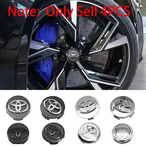 4Pcs 57mm 62mm Car Wheel Center Caps Car Wheel Center Hub Cap For Toyota Corolla C-hr Rav4 86 Avensis T25 Auris Land Cruiser Yaris Hilux Prius Camry Car Accessories Rim Cover Badge Emblem