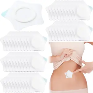 50 Pcs Disposable Castor Oil Pack Wrap, Highly Absorbent Belly Button Patches, Self-Adhesive Castor Oil Patches, Organic Cotton Wraps Pack Covers - (White, 7x7cm) organic cotton easy Daily Gentle