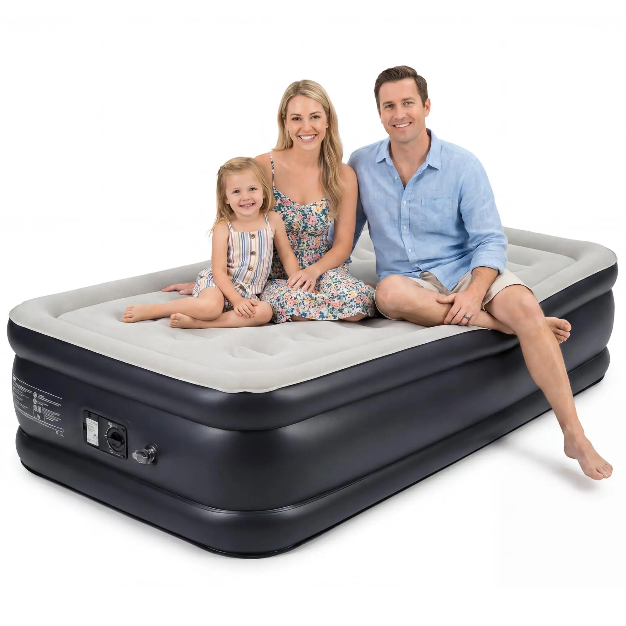 GARVEE Twin Air Mattress with Built-in Pump, 18in Premium Inflatable Air Bed with Cup Holder, Flocked Waterproof PVC Top, Raised Support & Raised Edge - Indoor/Outdoor Use for Home, Camping