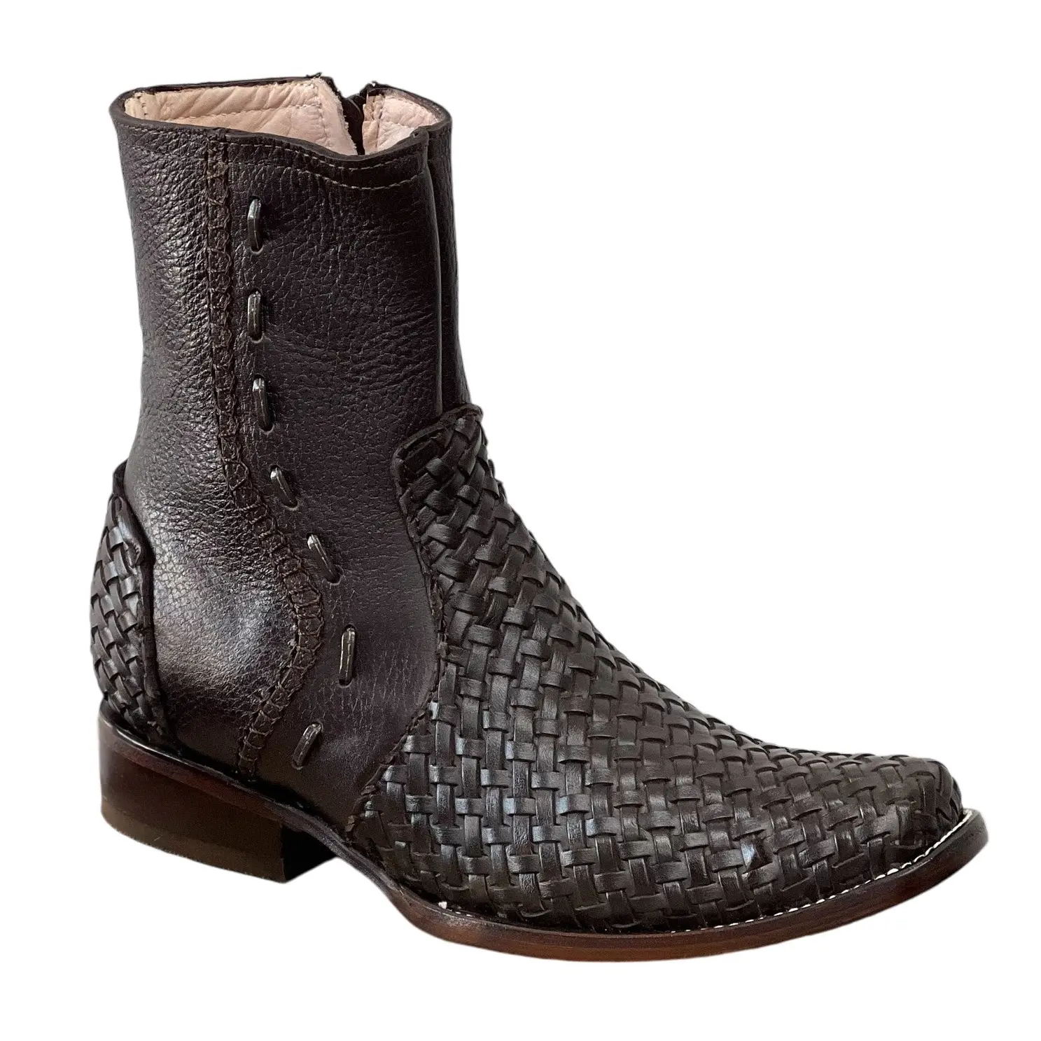 A&A MENS BOOTS, ESTILO DUBAI, 100% PETATILLO ORIGINAL,BOTA PARA CABALLERO CON CIERRE, SUELA DE CUERO.