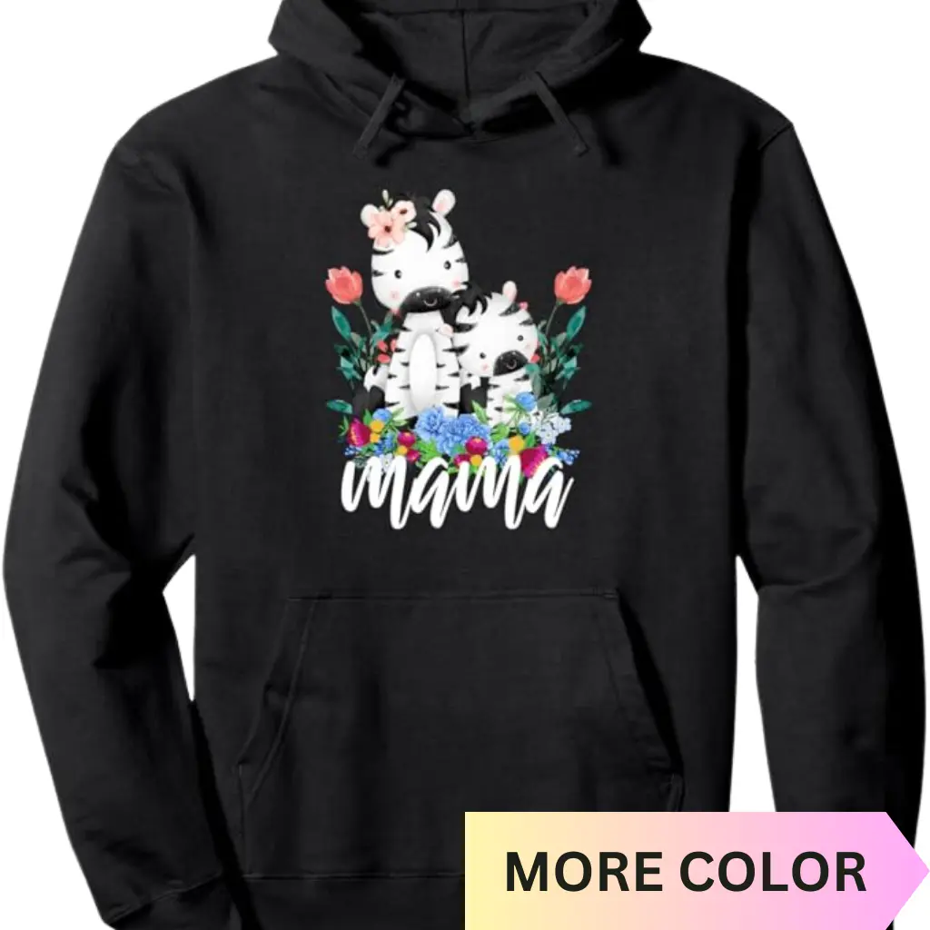 Floral Zebra Hoodie, Mom & Baby Pullover, Gift for Her, Unisex Style
