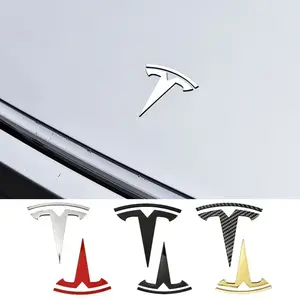 For Tesla Model 3 Mode Y Zinc Alloy Car Front Hood Logo Sticker Styling Auto Body Rear Trunk Emblem with Radian Accessories