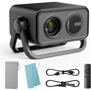 2026 pgraded 360?Adjustable Dual Stand AI Auto Keystone Electric Focus Mini Portable Projector with  5.4, 1080P support Outdoor movie Projector compatible with HDMI/USB/Phone
