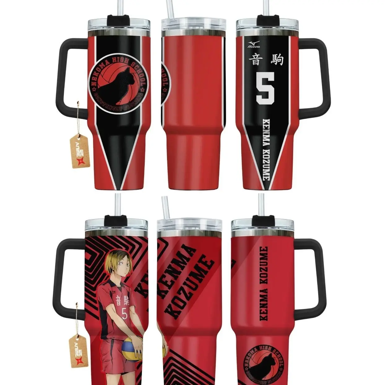 Kenma Kozume Haikyuu!! Anime Manga 40oz Tumbler Stainless Steel with Straw, Lid and Handle - Double Wall Insulated Flasks – Perfect Gift for Fans