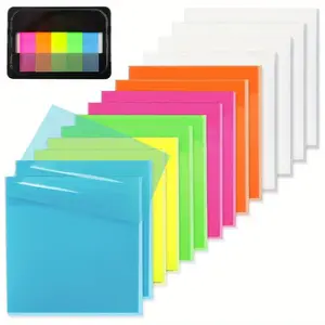 300/400 Sheets Transparent Sticky Notes, 3x3 Inch 6 Pads Sticker Packs Self-Adhesive Translucent Clear See Through Post Sticky Notes for Planner Office School College Teacher Student Supplies 6 Bright Color Adhesive Stickers Sticky Labels