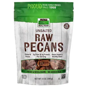 NOW Foods Real Food, Raw Pecans, Unsalted, 12 oz (340 g)
