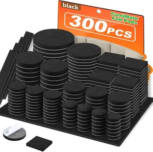 Felt Furniture Pads 300-Pack – Self-Adhesive Floor Protectors for Hardwood, Laminate & Tile – Multiple Sizes, Round & Square, Noise-Reducing & Scratch-Prevention