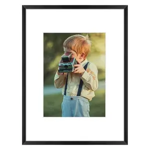 Frametory, 9x12 Black Aluminum Picture Frame - Set of 1 - Ideal for Displaying 6x8 Photos with Mat or 9x12 Without Mat - Real Glass Front - Simple Gallery Wall Frames for Art Prints and Posters