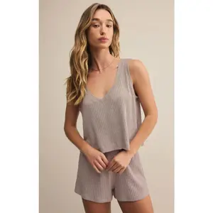 Z Supply Sloane V-Neck Rib Tank in Slate Grey