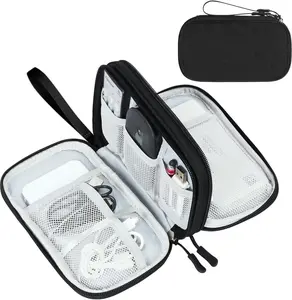 FYY Travel Organizer Pouch Electronic Accessories Carry Case Portable Waterproof Double Layers All-in-One Storage Bag for Cable, Cord, Charger, Phone, Pattern Black