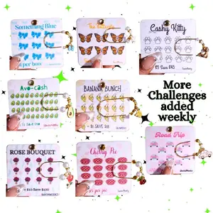 Collectible Mini Savings Challenge Bundle 2-Page Savings Cards with Gold Push Pin Cash Stuffing Tracker Embellished Paperclip Laminated Cards for Budgeting