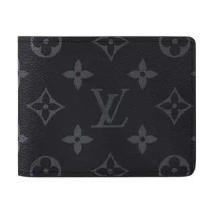 Louis Vuitton Slender Eclipse Compact Cardholder Wallet for Men, Classic Monogram Coated Canvas, Black