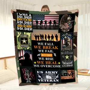 US Army Veteran Military Blanket Patriotic, Warm, and Soft Fleece Throw Gift for Veterans, Soldiers & Proud Military Families for Veterans Memorial Independence Armed Forces Day