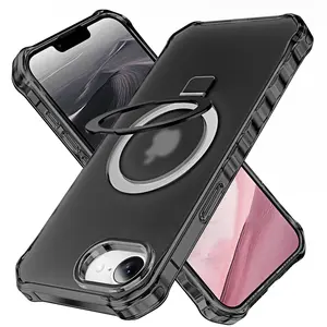 For iPhone 16e 2025 Case,with Magnetic Ring Stand [Curly Edge] [Wireless Charging] [Reinforced Corners] Slim Fit Protective Shockproof Case