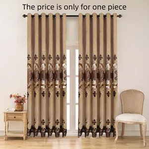 1PC Luxurious Chenille Embroidered Curtains Home Decoration Curtain, High-End Hollow Out Design, Transparent Window Shade, Sunshade for Living Room Bedroom Balcony