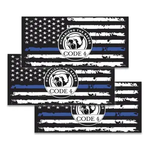 3 Pack Car Decal Stickers – Reflective US Flag with Thin Blue Line, Honoring Police Law Enforcement Vinyl Stickers for Cars, Trucks, Motorcycles, Laptops, Bikes, Bumpers & Windows