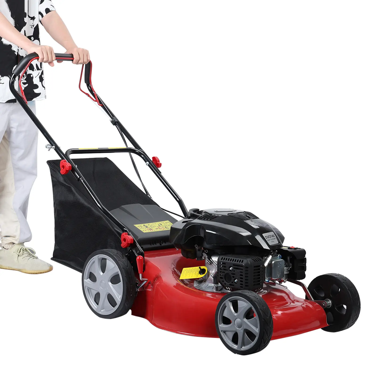 Explorinox 20-Inch Self-Propelled Lawn Mower with 141cc Gas Engine 50L Grass Tank Foldable Handle 3-in-1 Discharge for Efficient Lawn Care