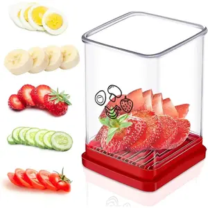 Cup Slicer Fruit Strawberry Cutter: Strawberry Slicer with Push Plate- Stainless Steel Cup Slicer, Quickly Making Fruits Vegetable Egg Banana Salad, Kitchen Portable Slicing Tool Cutting Gadget Cute Modern
