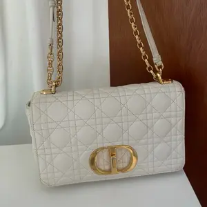 Pre-owned Dior leather Shoulder Bags caro white calfskin shoulder bag