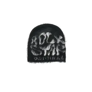 Akeya Black Knit Mohair Beanie