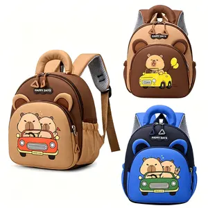 Cute Capybara Boys Girls Children Backpack Kindergarten Nylon School Bag Bookbag