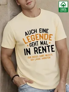 Men's Charcoal Funny German Retirement Tee, 100% Cotton Casual Top, Slim-Fitting Long Sleeve Shirt, All-Season Wear