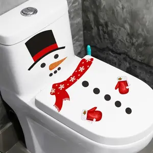 Christmas Snowman Toilet Sticker, Holiday Bathroom Decoration, Self-Adhesive Wall Decal, Cute Festive Gift, Christmas Decorations