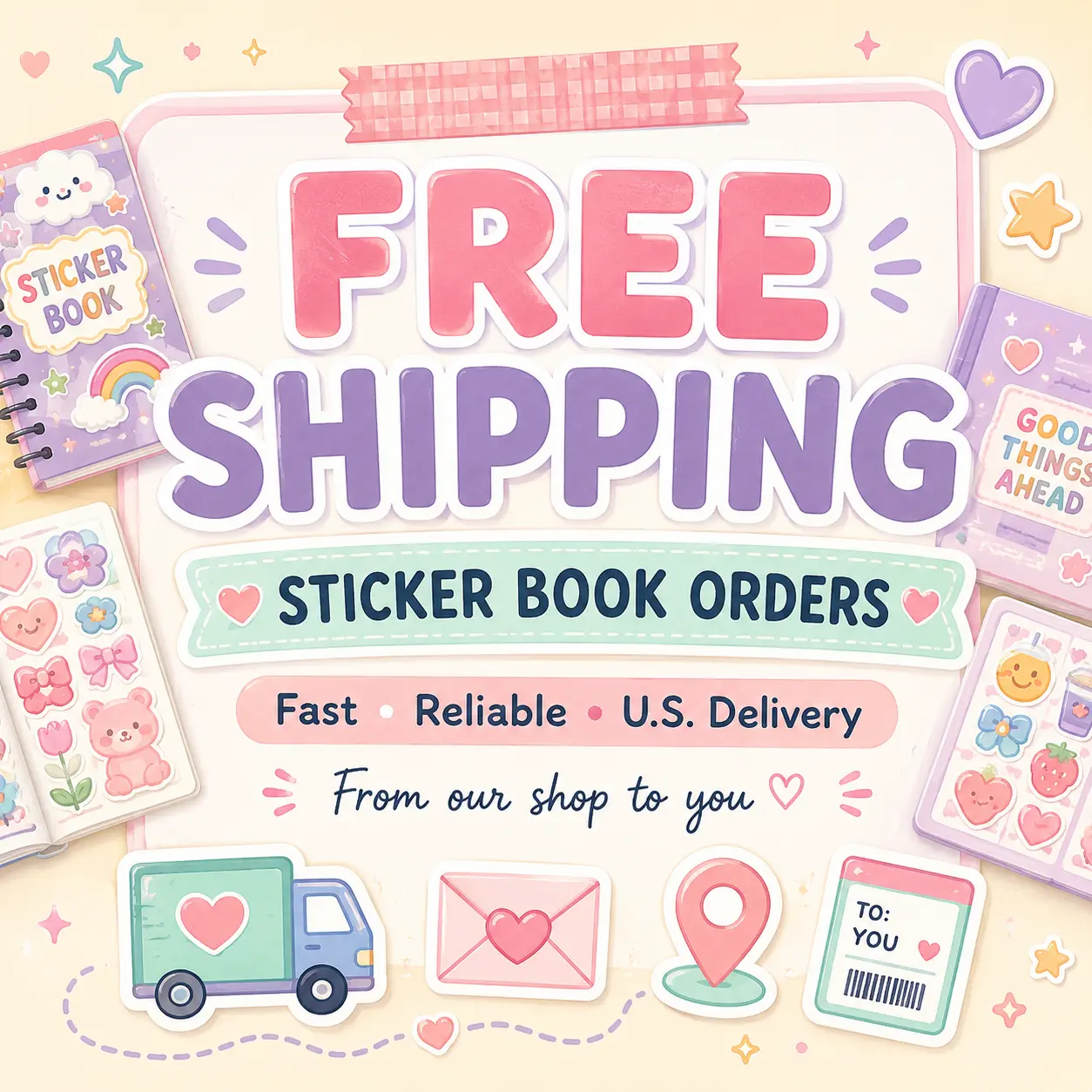 Free Shipping Sticker Book Orders Fast Reliable U.S. Delivery from Our Shop to You