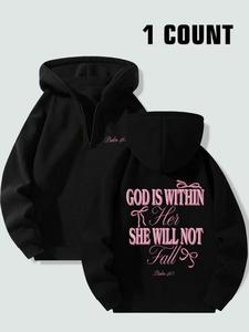 women's letter print hoodie, casual long sleeve hooded sweatshirt for spring, ladies clothes for daily wear, tops