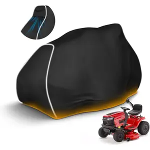 Riding Lawn Mower Cover, 600D UV & Dust & Resistant Lawn Tractor Cover, Riding Lawnmower Cover with Strip(72"L x 54"W x 46"H/Black)
