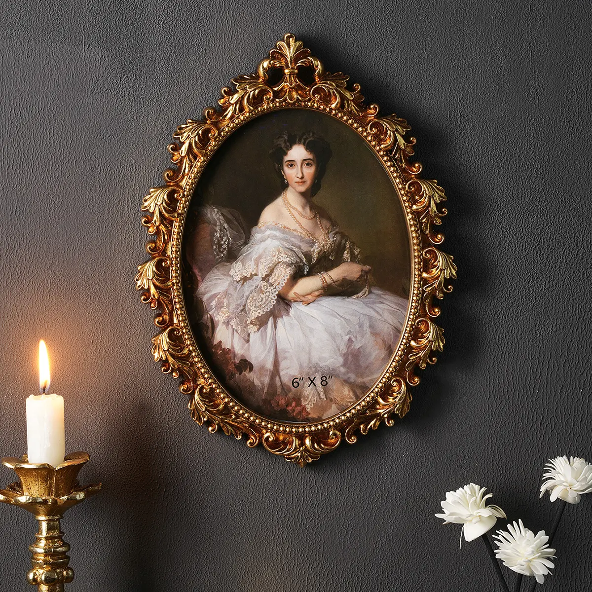 Vintage Resin Wall Frame, Gold Plated Frame, Picture Frame, 1pc Decorative Photo Frame for Living Room & Bedroom, Home Decoration Photography Prop, Photo Frames for Wall