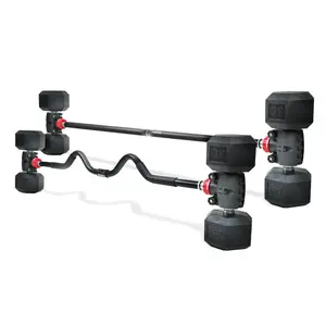 PRCTZ Modular Training Barbell and Curl Bar Combo, Adjustable Dumbbell to Barbell Weight Bar ,Curl Bar, and Macebell Converter, Built-in Resistance Tube Adapter, Up to 200 lb. Capacity